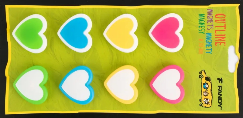 Magnety, srdce, 8 kusů