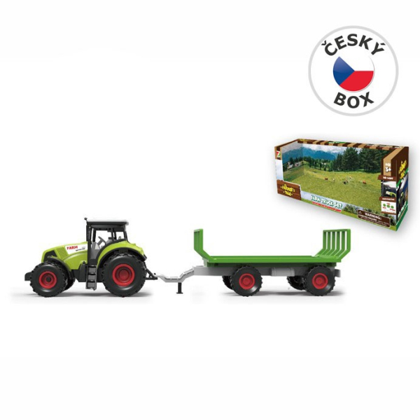 Traktor s přívěsem, se světlem a zvukem