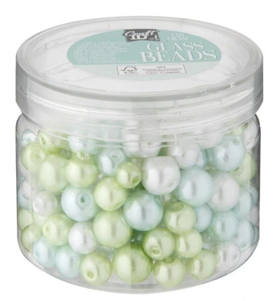 Korálky skleněné, zelené, 130g