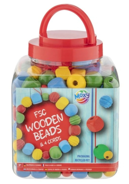 Korálky dřevěné, základní barvy, 400g