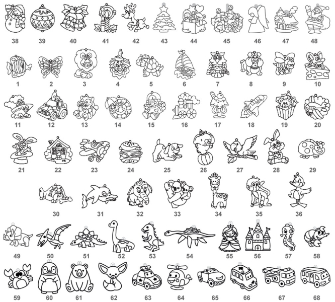 Šablona závěsná, k vybarvení barvičkami na sklo