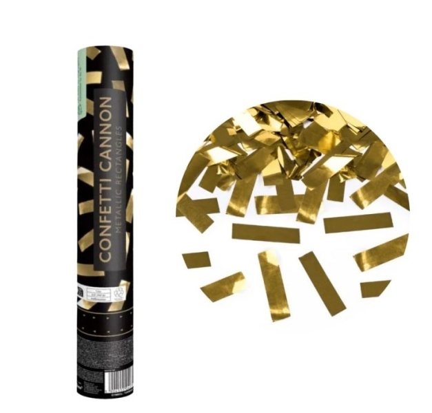 Konfety vystřelovací 28 cm zlaté proužky z folie