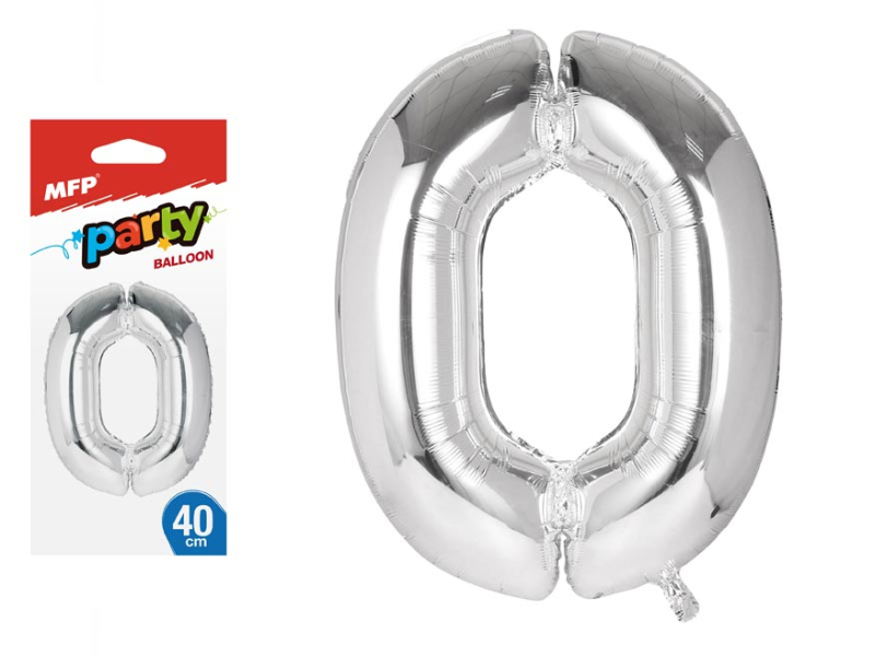 Nafukovací číslice, 0, stříbrná, 40cm