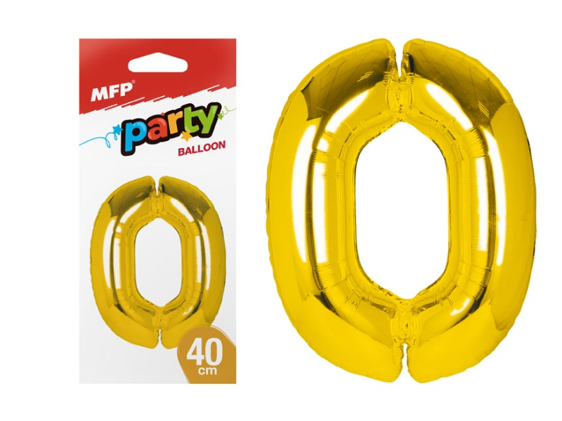 Nafukovací číslice, 0, zlatá, 40cm