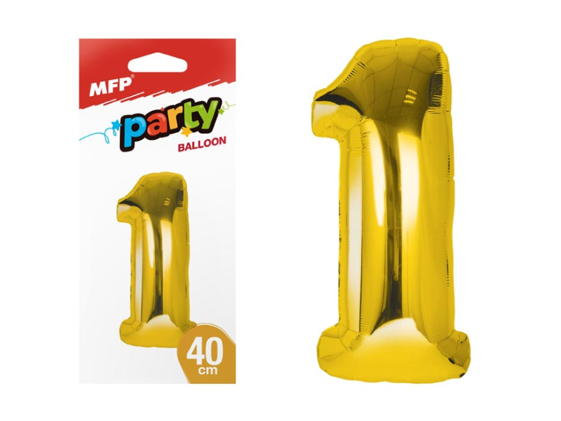 Nafukovací číslice, 1, zlatá, 40cm