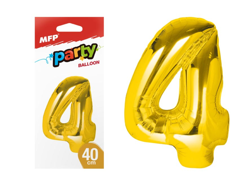 Nafukovací číslice, 4, zlatá, 40cm