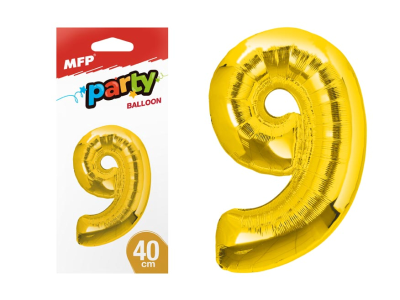 Nafukovací číslice, 9, zlatá, 40cm