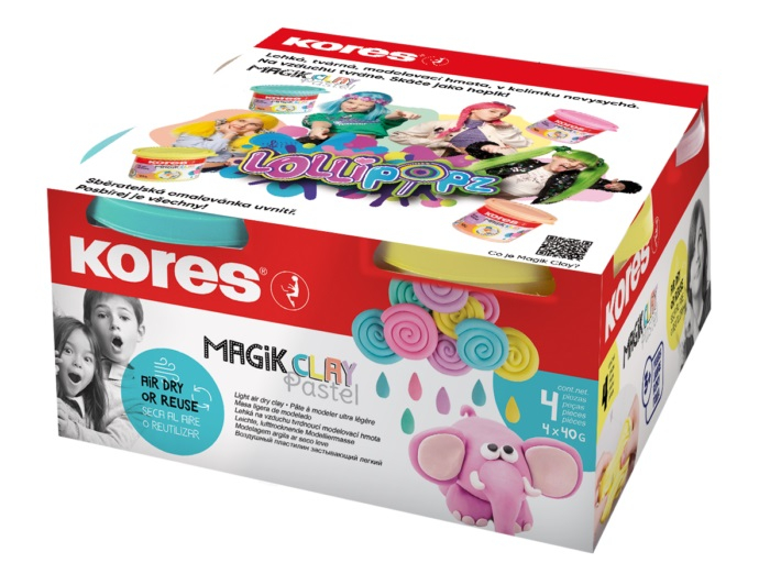 Plastelína Kores, Magic Clay, kelímky, Lollipopz pastelové
