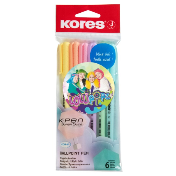 Kuličková tužka, Kores, 6 kusů, Lollipopz