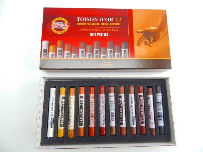 Křída umělecká suchá, 8522-12ks, hnědé odstíny