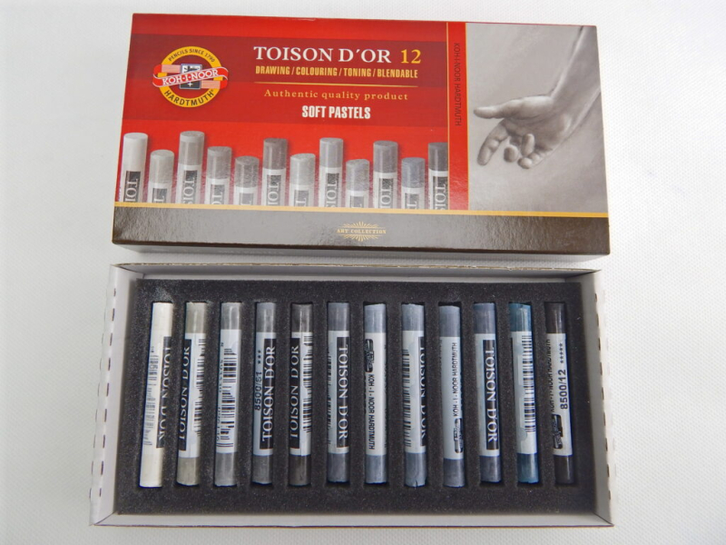 Křída umělecká suchá, 8522-12ks, šedé odstíny