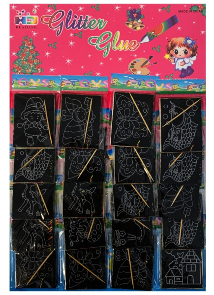 Škrábací obrázek, 8 kusů, 7x5,3cm