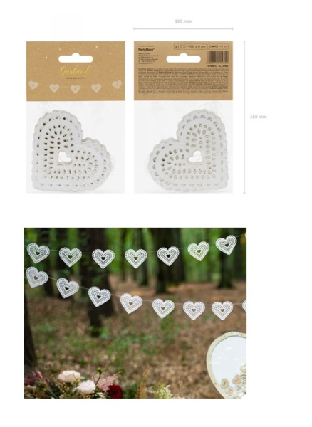 Girlanda srdce bílá perleťová