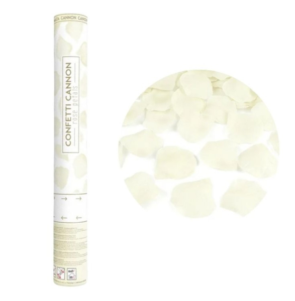 Konfety vystřelovací 40 cm plátky růží krémové