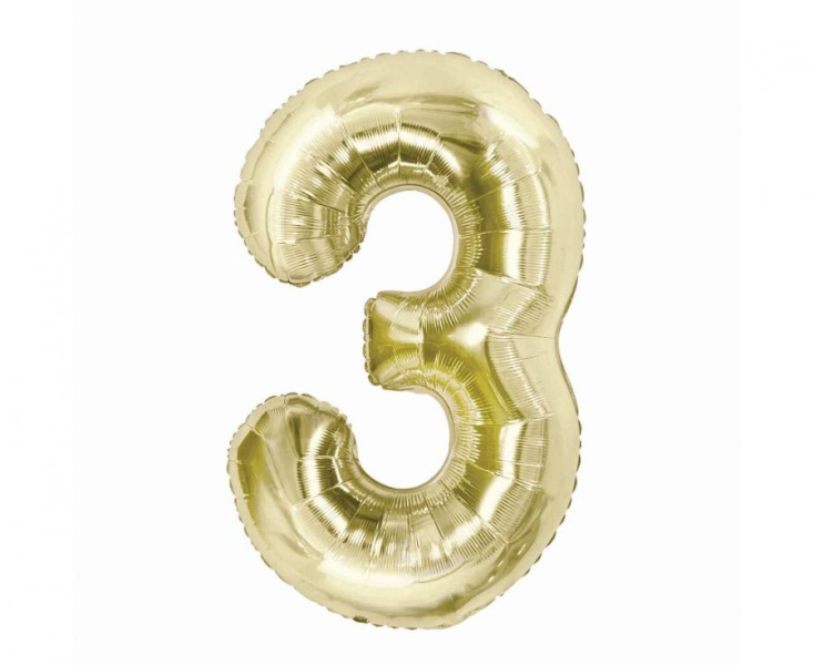 Nafukovací číslice, 3, champagne, 85cm