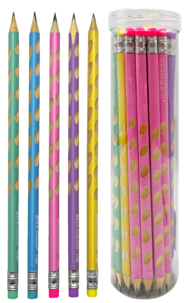 Tužka grafitová, trojboká, s výřezy a gumou, HB