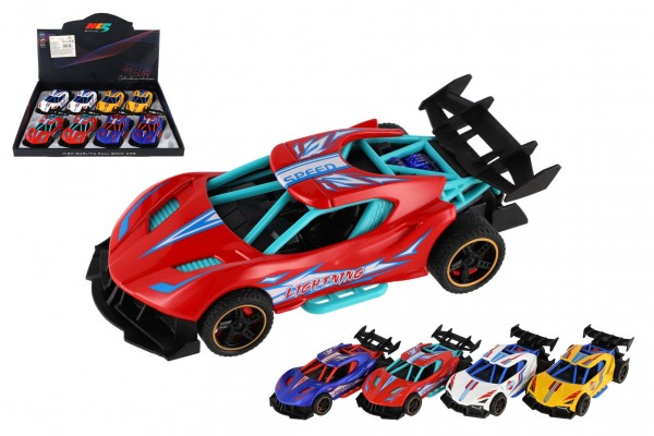Auto sportovní, Plast-kov, 14cm, Zpětné natažení