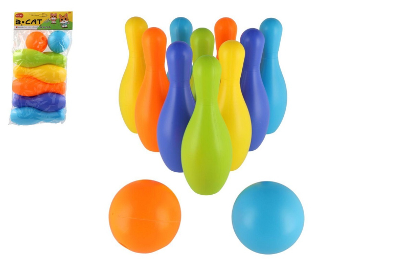 Kuželky 10ks, Míče 2ks plast, 22,5x43cm