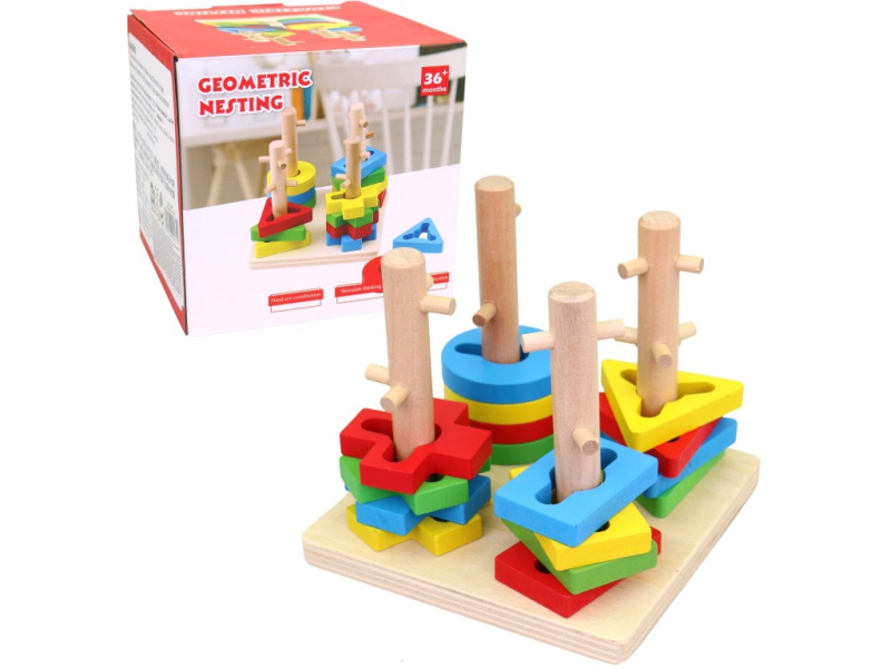 Vkládačka dřevěná s geometrickými tvary