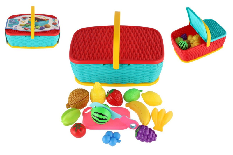 Piknikový košík, ovoce, zelenina krájecí