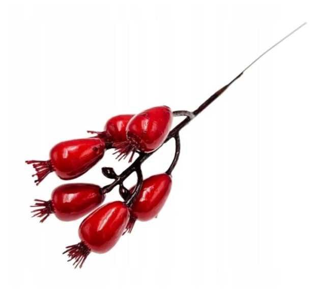 Větvička červené bobule, šípek, 20 cm