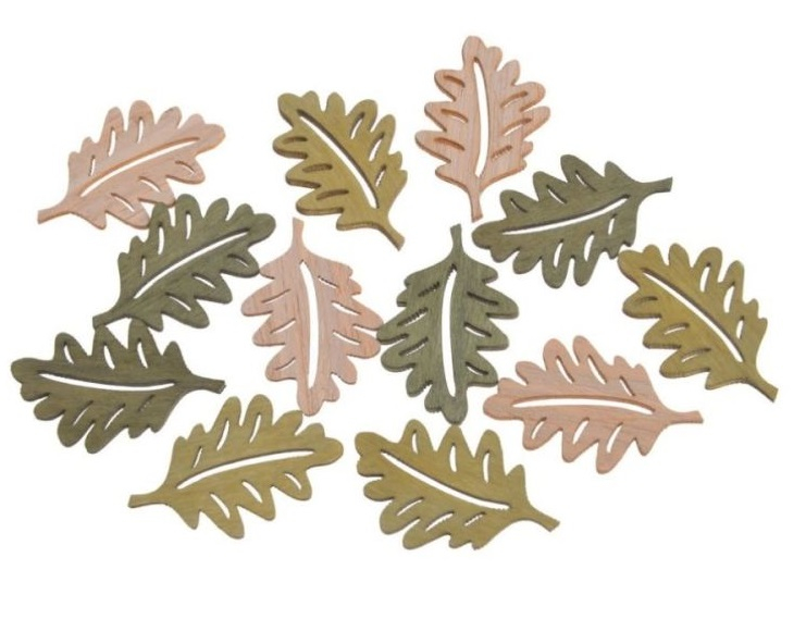 Listy dubu, dřevěné, 12 kusů
