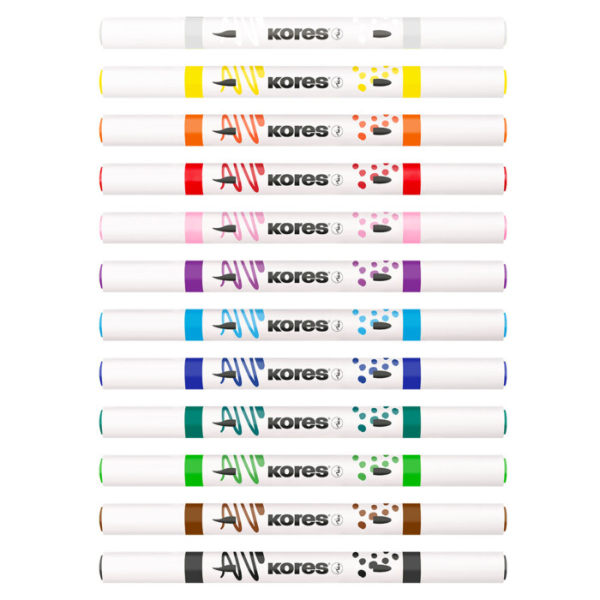 Popisovače akrylové, 12 kusů, Kores