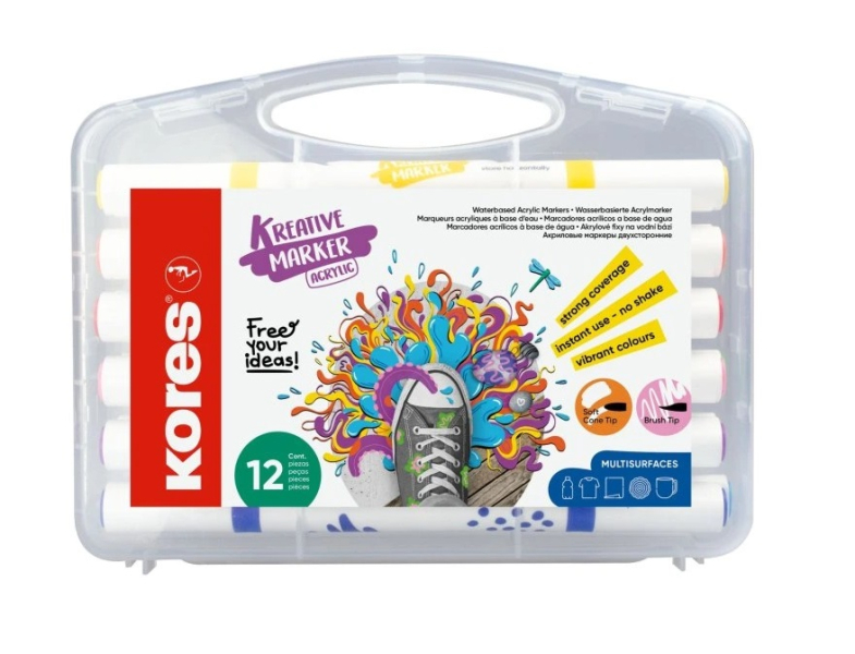 Popisovače akrylové, 12 kusů, Kores