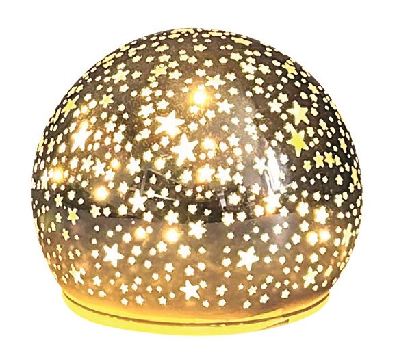 Svítící skleněná koule s hvězdičkami