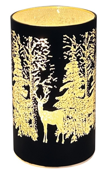 Svítící skleněný váles s motivem lesa