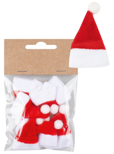 Čepice dekorační červenobílá, 8 kusů