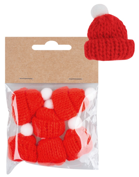 Čepice dekorační červená, 6 kusů