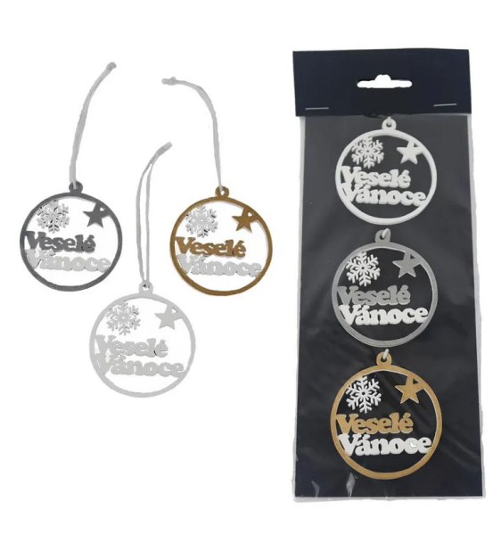 Ozdoba Veselé Vánoce, 3 kusy