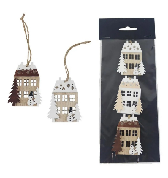 Domeček k zavěšení, 3 kusy