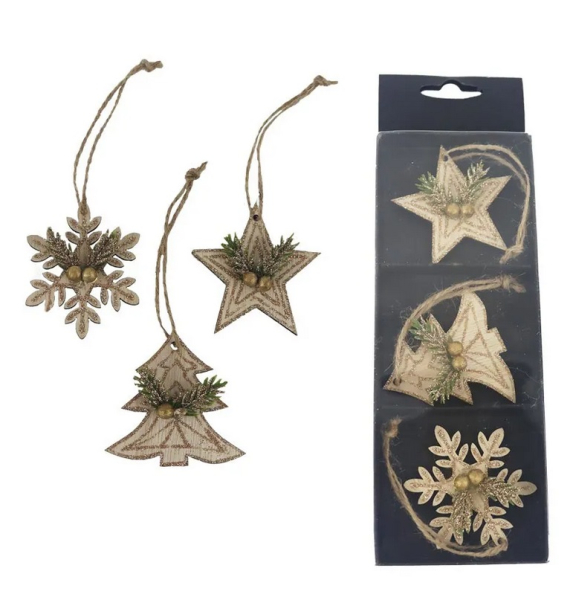 Dekorace vánoční k zavěšení 3 kusy