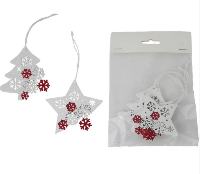 Hvězda, stromek k zavěšení 4 kusy