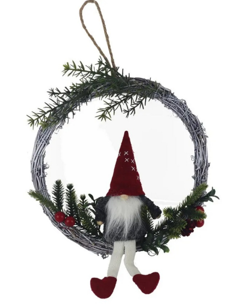 Věnec vánoční se skřítkem 25cm