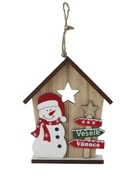 Domeček se sněhulákem 12cm