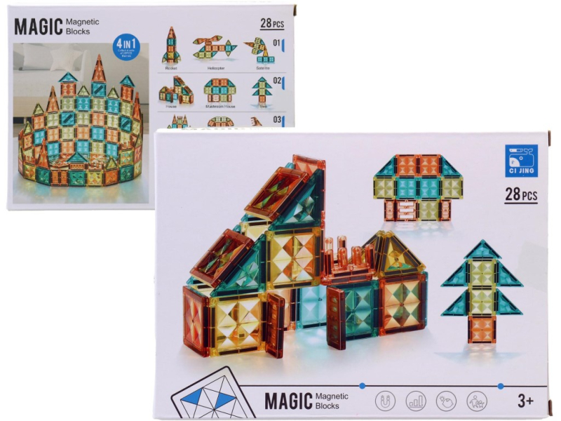 Magnetická stavebnice, 28 dílků