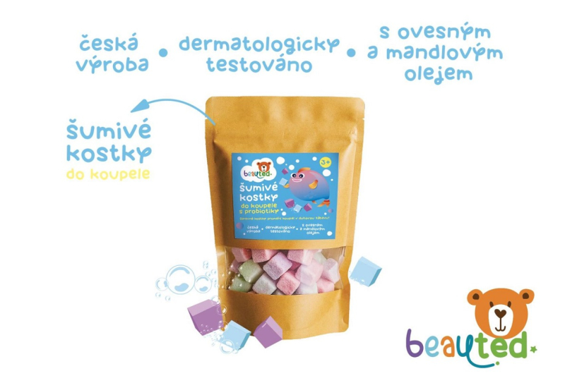 Šumivé kostky do koupele s probiotiky