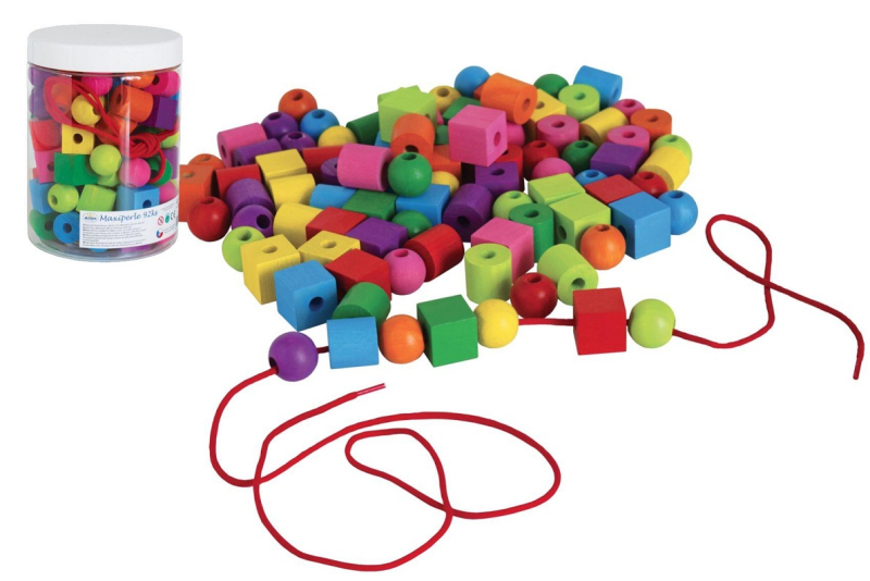Korálky Maxiperle dřevěné barevné se šňůrkou