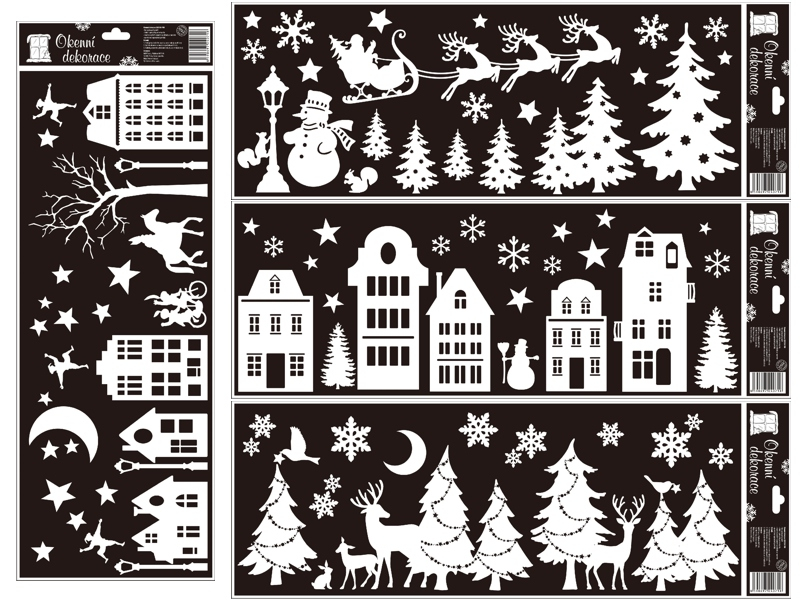 Fólie na okno, 21x60cm, bílá, Vánoce