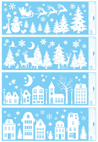 Fólie na okno, glitr, Domečky