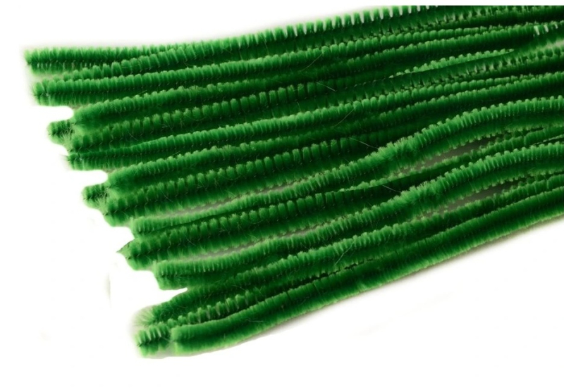 Drátek, plyšový, 50 cm x 9 mm, zelený