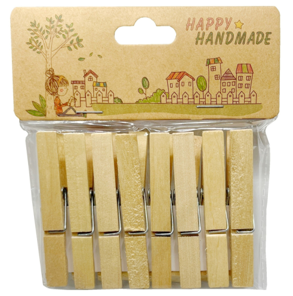 Kolíček dekorační přírodní, 7,5cm-8ks