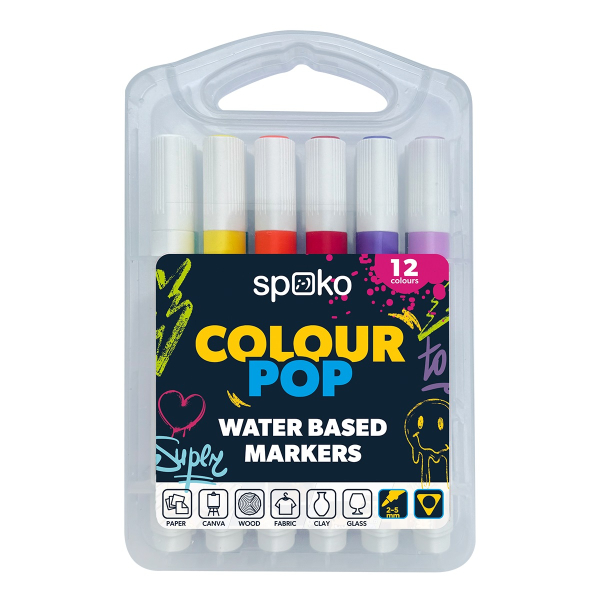 Popisovač akrylový 12ks, spoko colour pop