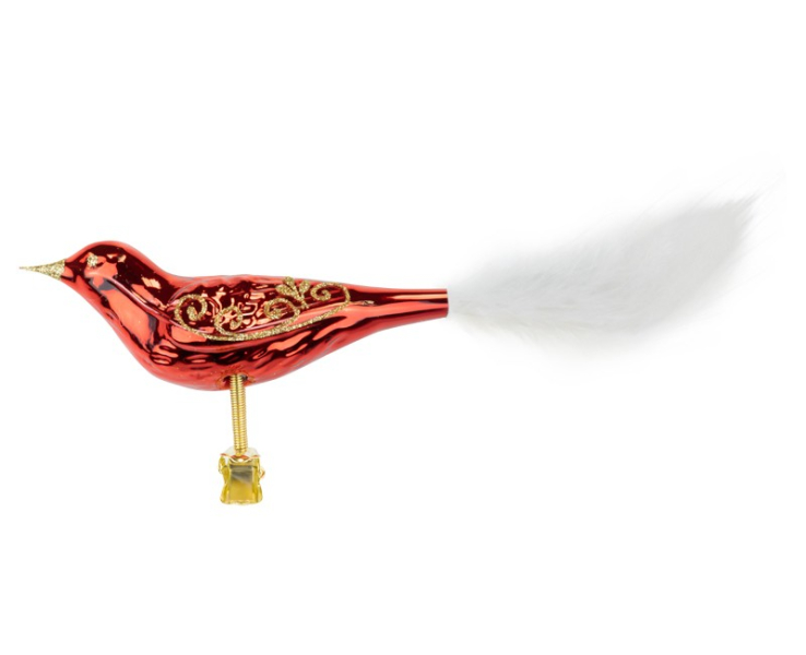 Ptáček skleněný červený, 3 kusy