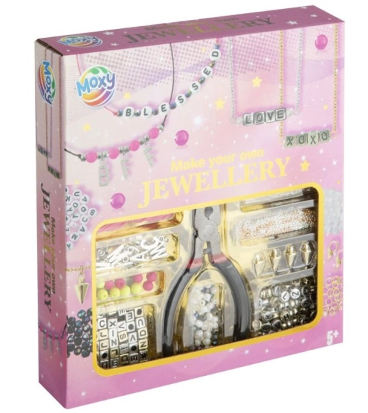 Sada na výrobu šperků včetně kleštiče, růžová