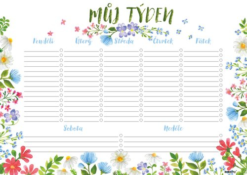 Týdenní plánovač A4 stolní, luční motiv