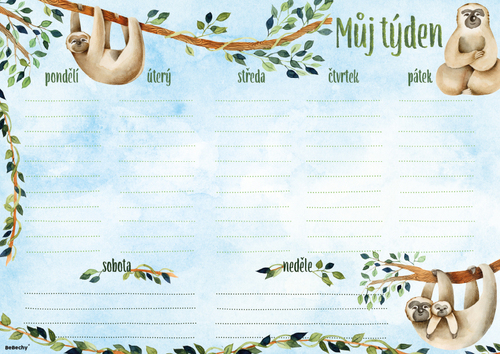 Týdenní plánovač A4 stolní, Lenochod